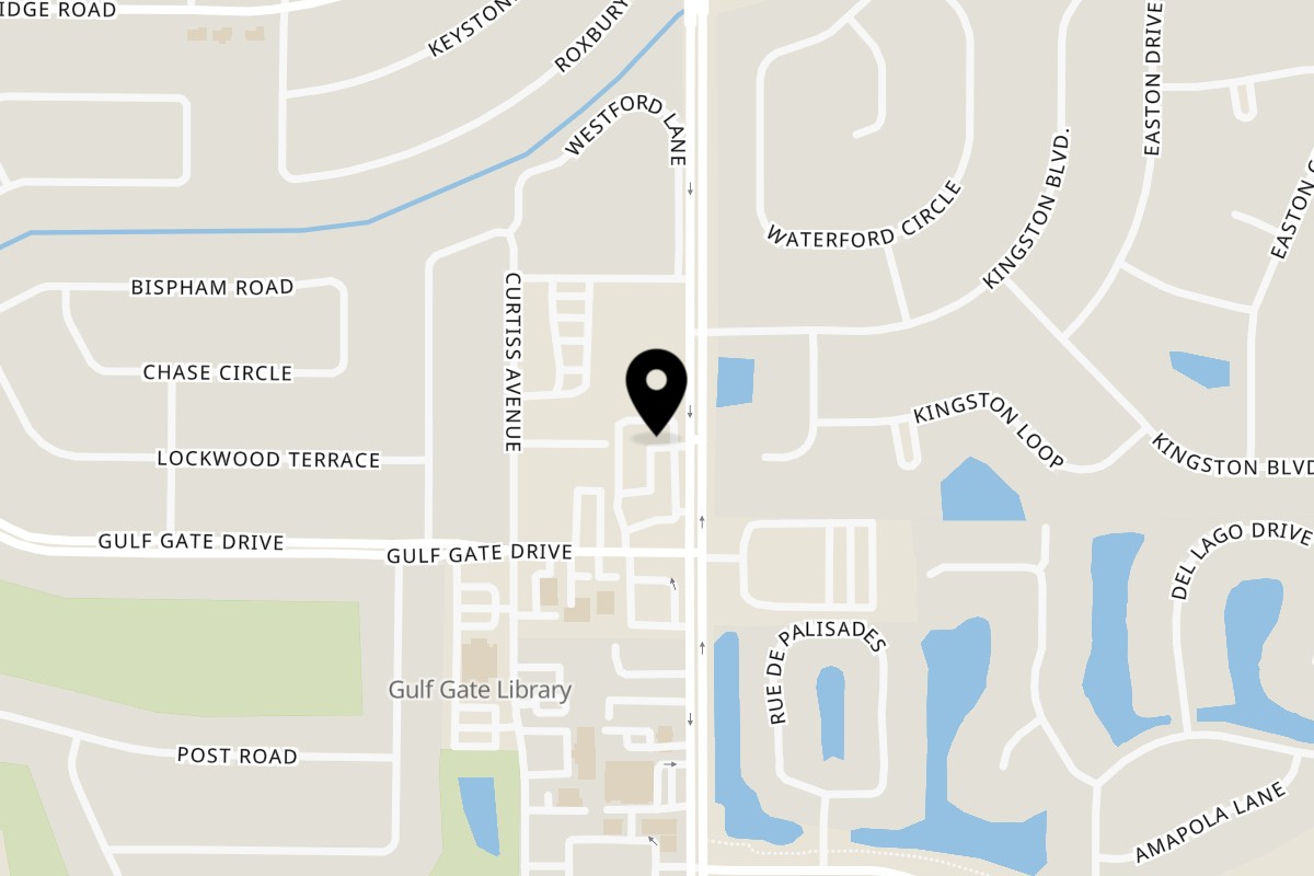 Map showing the location of Bagels & Brews Cafe Sarasota on 6970 S Beneva Rd in Sarasota